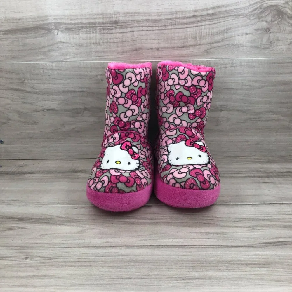 Hello Kitty Sanrio Boot Slippers Kids 2/3 Pink Fabric